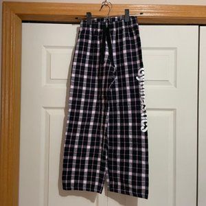 Black and Pink Flannel Pants with Gymnastics written on side - Girls L